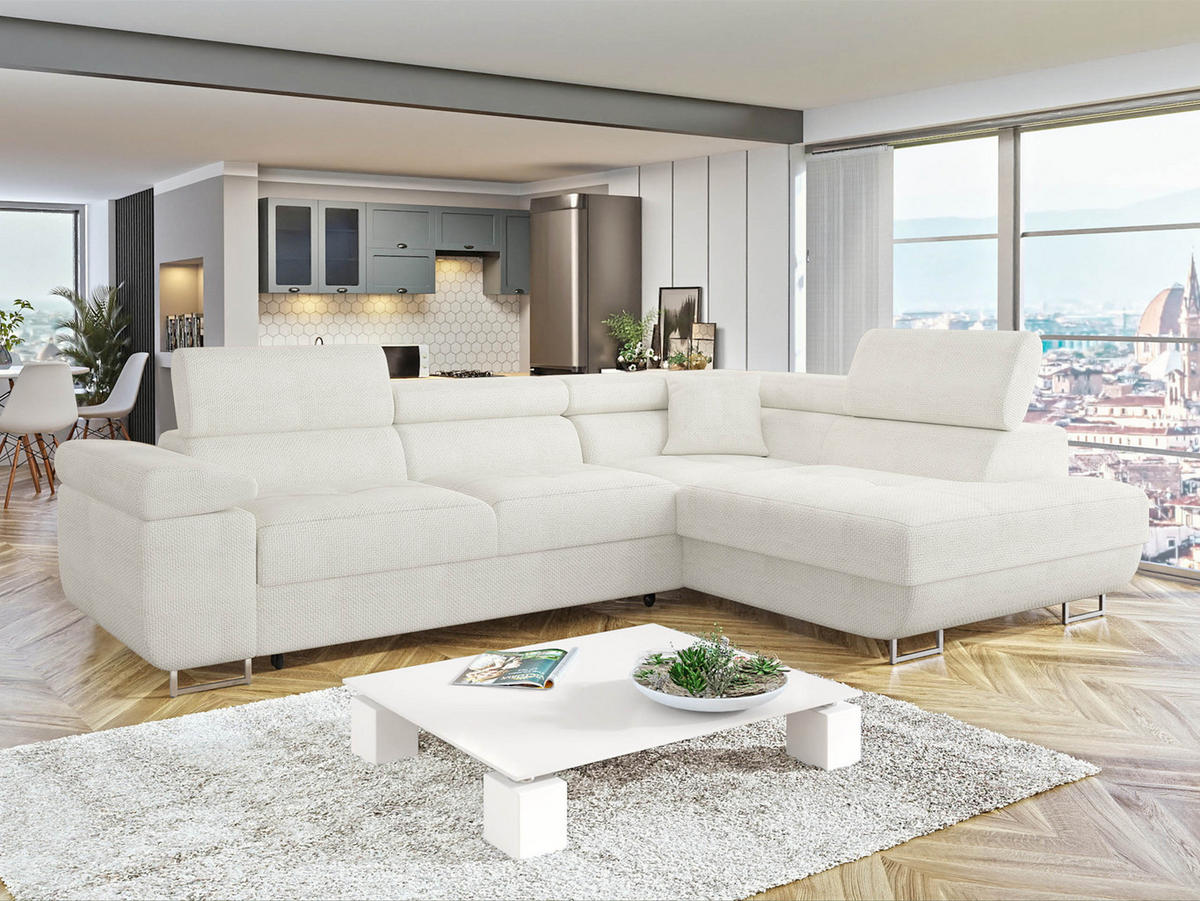 ECKSOFA Torezio, Seite: Rechts - Ecru, Holz/Textil (274/203cm) - MIRJAN24