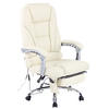 CHEFSESSEL Echtleder Creme - Chromfarben/Creme, Leder/Metall (69/118/64cm) - CLP