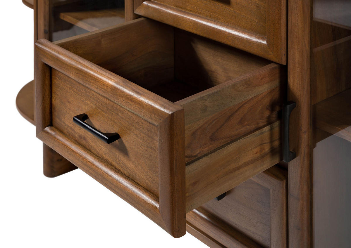 SIDEBOARD Akazie 175x40x80 natur lackiert MADRID #55 - Braun, Holz (175/80/40cm) - Massivmoebel24