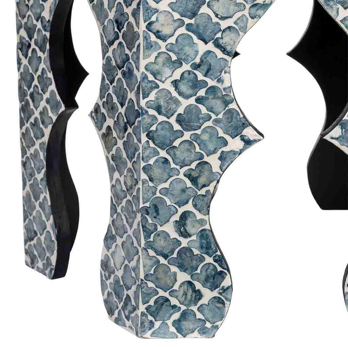 TISCH aus Holz und Capiz, grau, 45x40x50cm - Grau, Holz (40/45/50cm) - Wanderlust