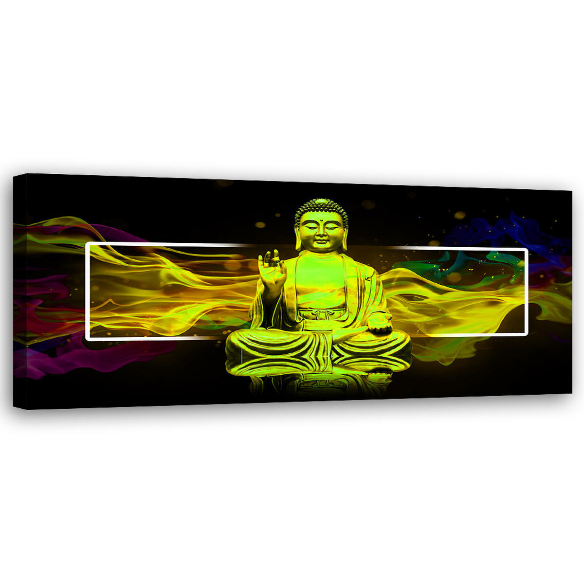 WANDBILD gelbe buddha abstraktion - Gelb, Textil (90/30cm) - Feeby