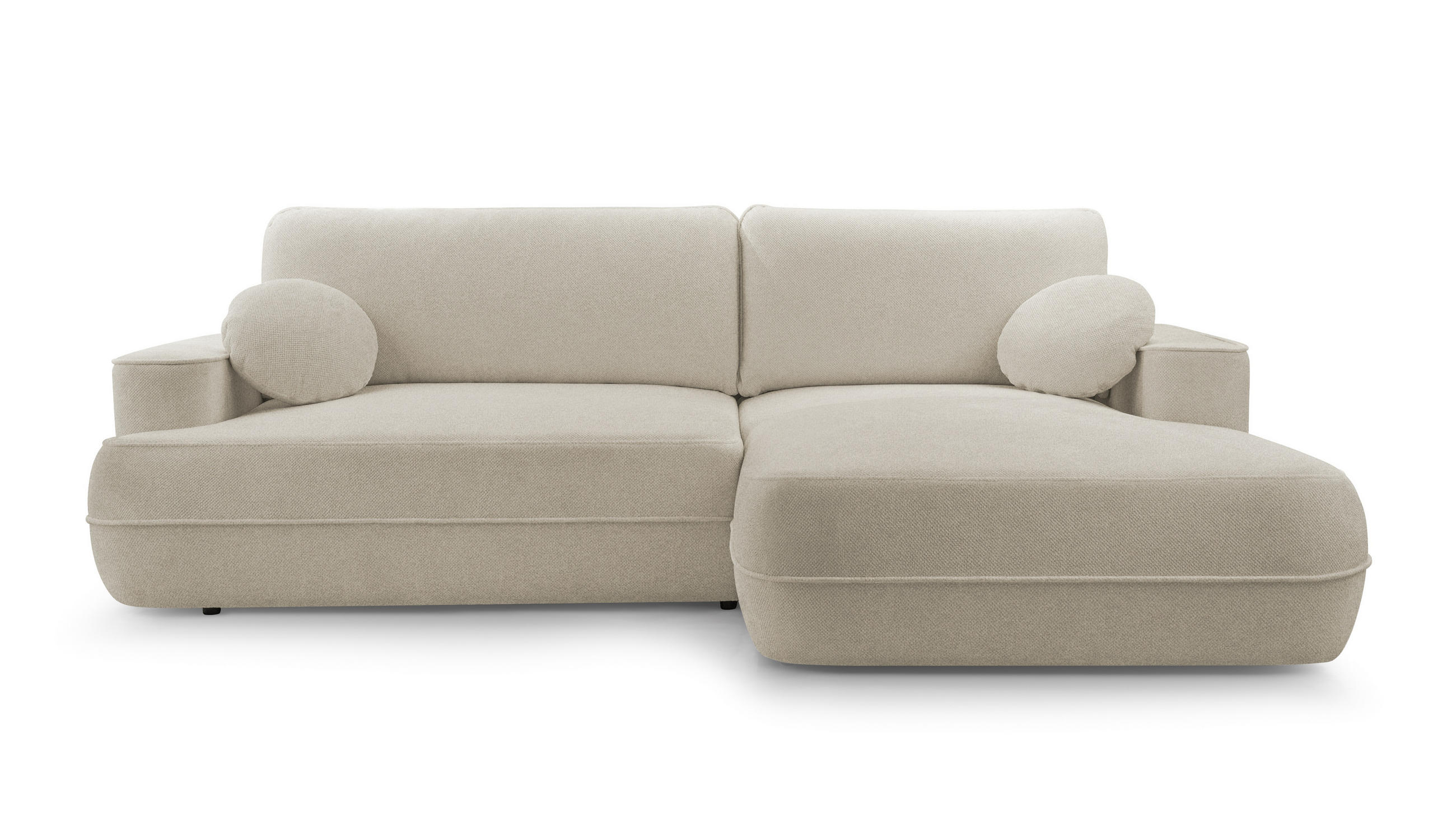 ECKCOUCH L Form Peoni Beige 267/168/87 cm mit Schlaffunktion R - Beige/Schwarz, Kunststoff/Textil (267/168cm) - AX Living