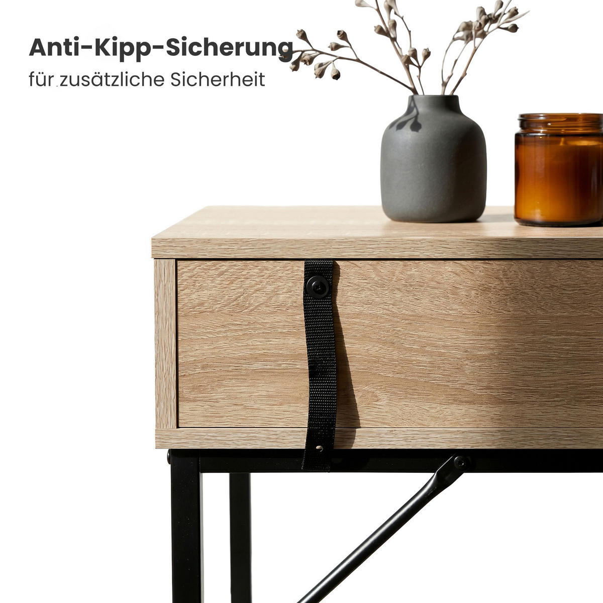 KONSOLENTISCH ELANO 80 cm Sonoma Eiche - Schwarz/Sonoma Eiche, Holzwerkstoff (35/80/80cm) - Akord