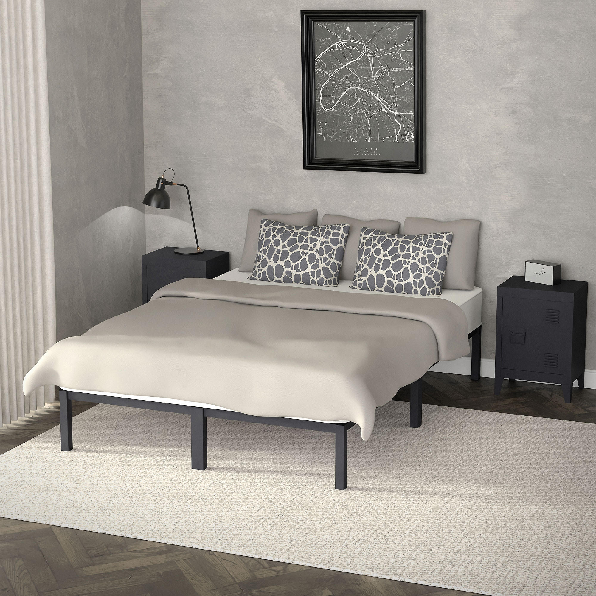 METALLBETT 200/140 cm - Anthrazit, Metall (140/200cm) - ML-DESIGN