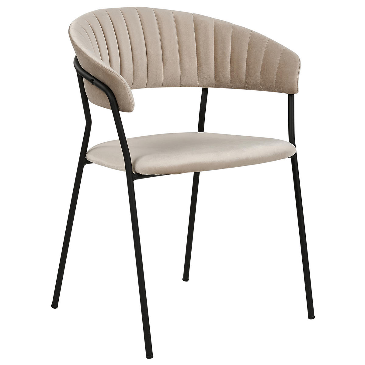 ESSZIMMERSTUHL 2er-Set Samtstoff Beige Mariposa - Beige, Textil/Metall (55/78/55cm) - Beliani