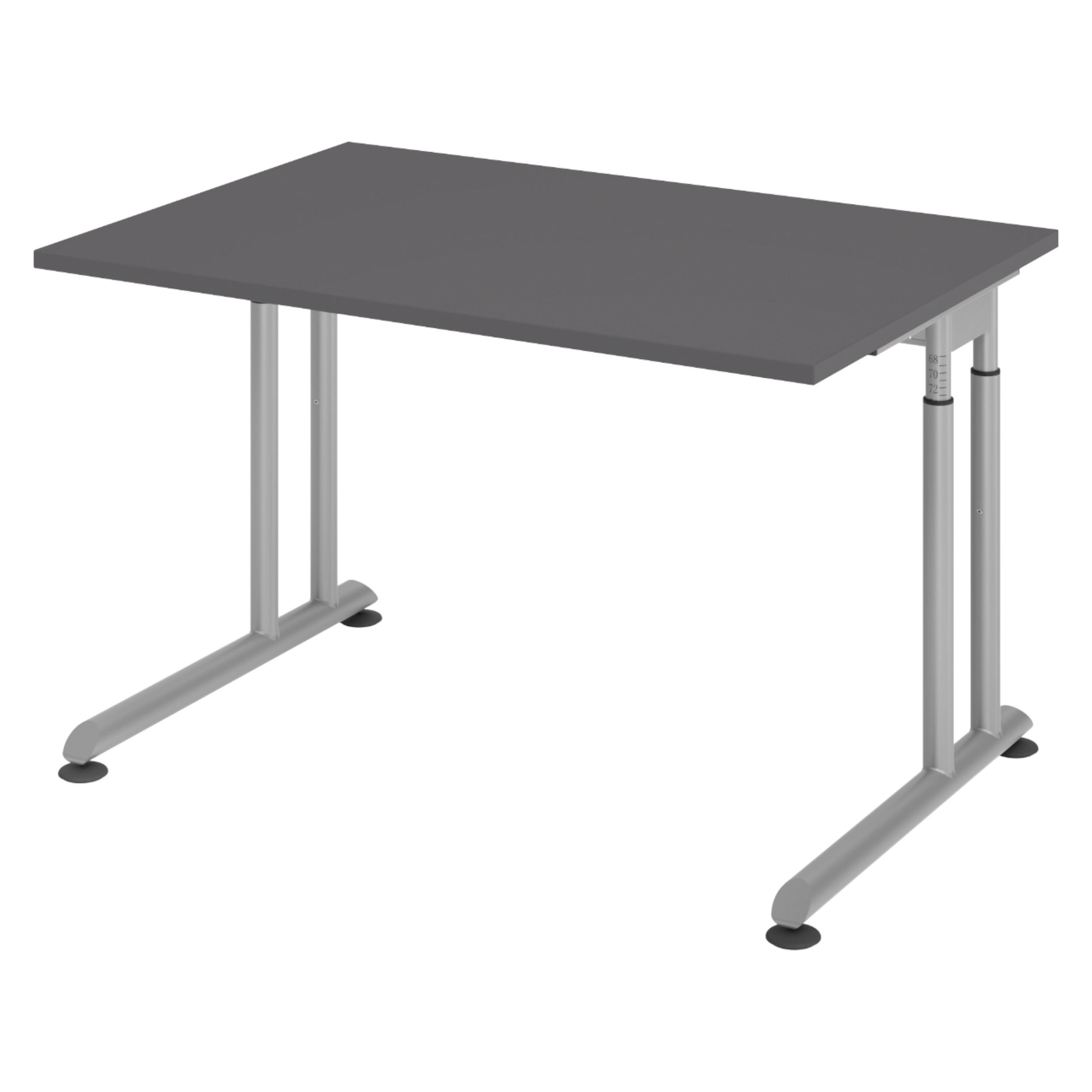 SCHREIBTISCH Serie-Z 80/120/74 cm in Graphitfarben/Silberfarben - Silberfarben/Graphitfarben, Holzwerkstoff (80/120/74cm) - bümö