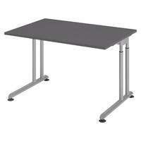 SCHREIBTISCH Serie-Z 80/120/74 cm in Graphitfarben/Silberfarben - Silberfarben/Graphitfarben, Holzwerkstoff (80/120/74cm) - bümö