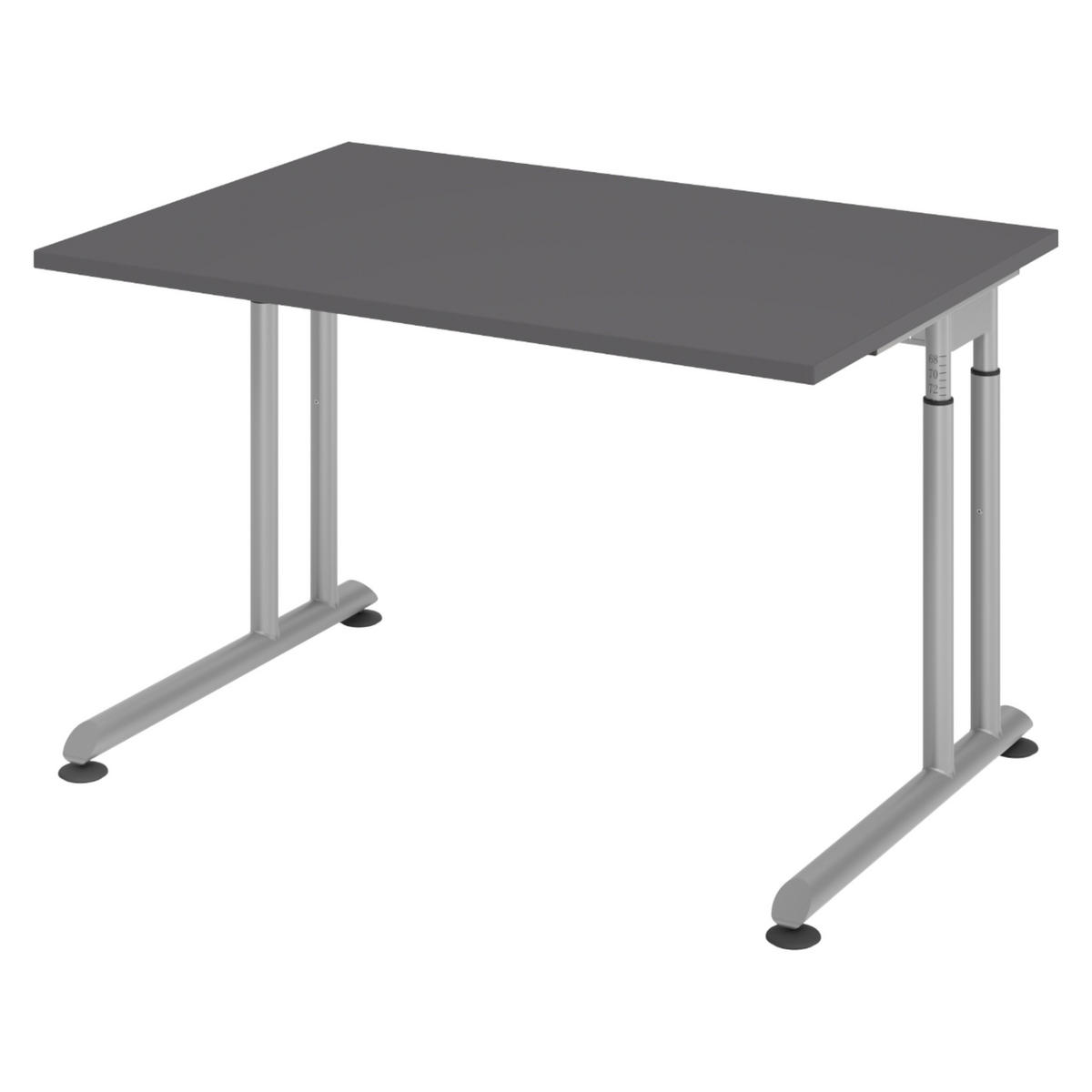 SCHREIBTISCH Serie-Z 80/120/74 cm in Graphitfarben/Silberfarben - Silberfarben/Graphitfarben, Holzwerkstoff (80/120/74cm) - bümö