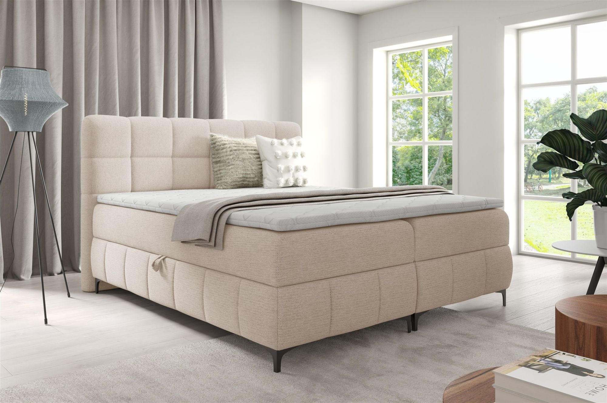 BOXBETT Sophie In Aragon - Creme, Holzwerkstoff/Textil (120/200cm) - Fun Möbel