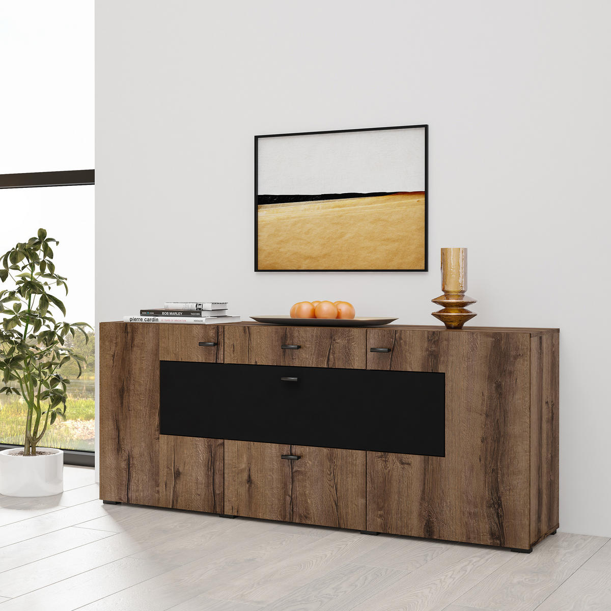 SIDEBOARD CORRADO 165/71/39 cm mit 2 Schubladen und 2 Türen Eichefarben - Eichefarben, Holzwerkstoff (165/71/39cm) - MASSENO