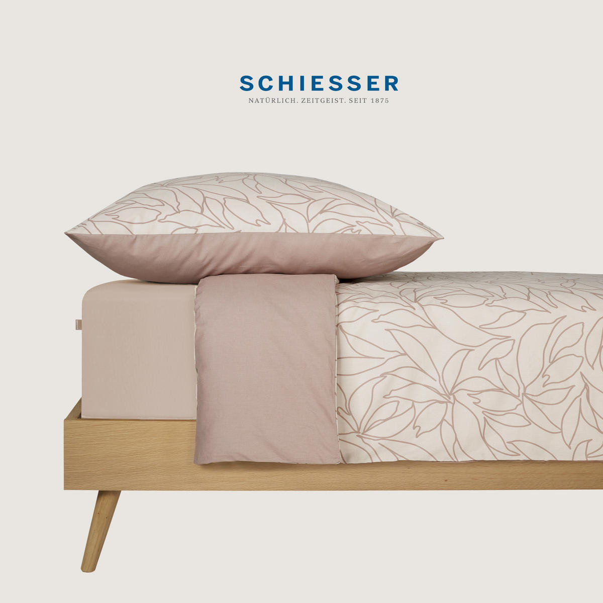 BETTWÄSCHESET Leaves - Renforcé - 2-teilig - 135 x 200 cm - Taupe - Taupe, Textil (135/200cm) - SCHIESSER
