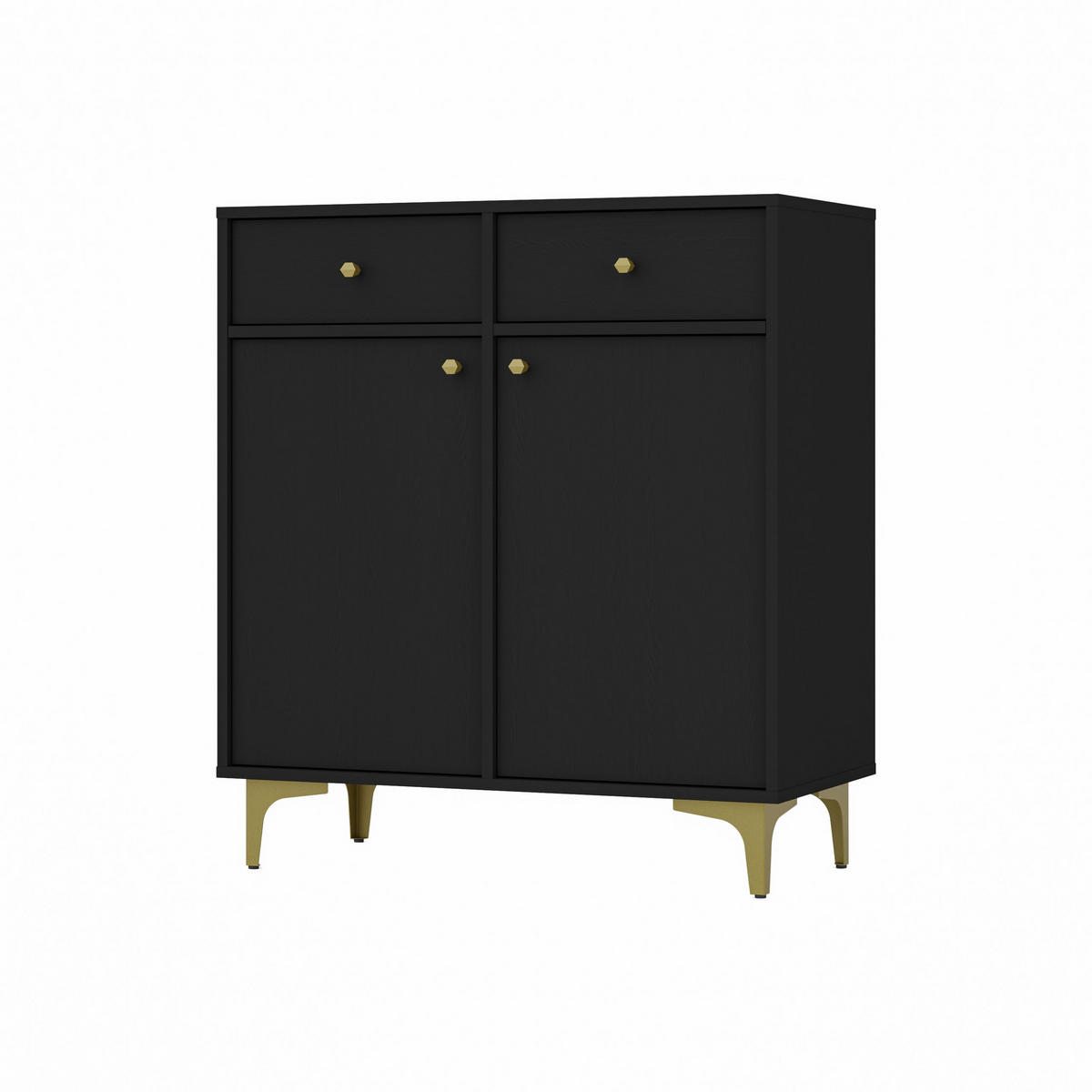 KOMMODE TORINO 84/94/41 cm mit 2 Schubladen 2 Türen Graphitfarben - Graphitfarben, Holzwerkstoff (84/94/41cm) - MASSENO