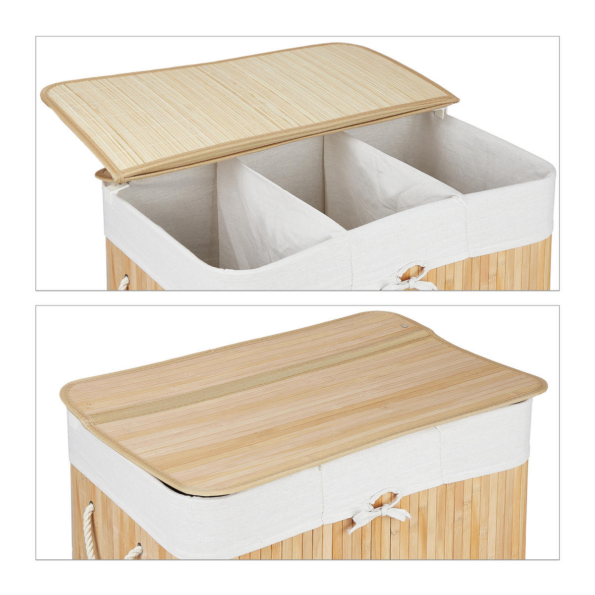 WÄSCHEKORB - Hellbraun, Holz/Wellpappe (62.5/62/42.5cm) - Relaxdays