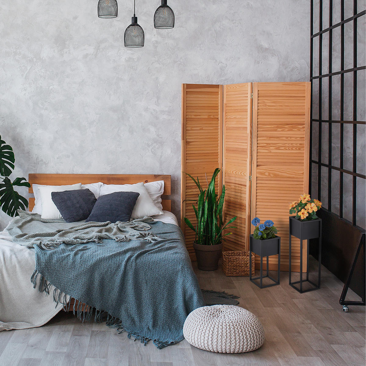 2xBLUMENSTÄNDER - Schwarz, Metall (21/70/21cm) - Relaxdays