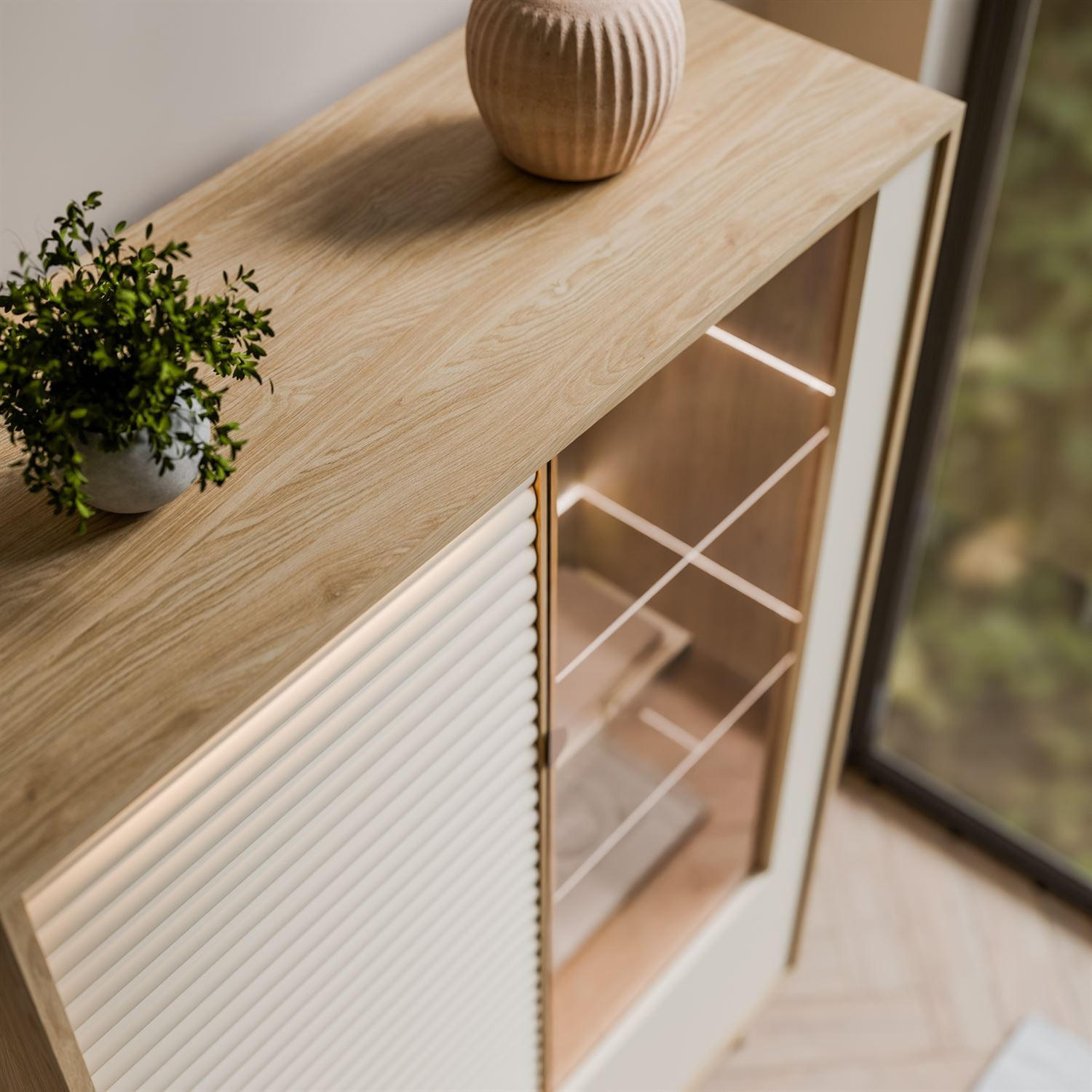Lookway Vitrine Kaschmir 100x152x40 cm