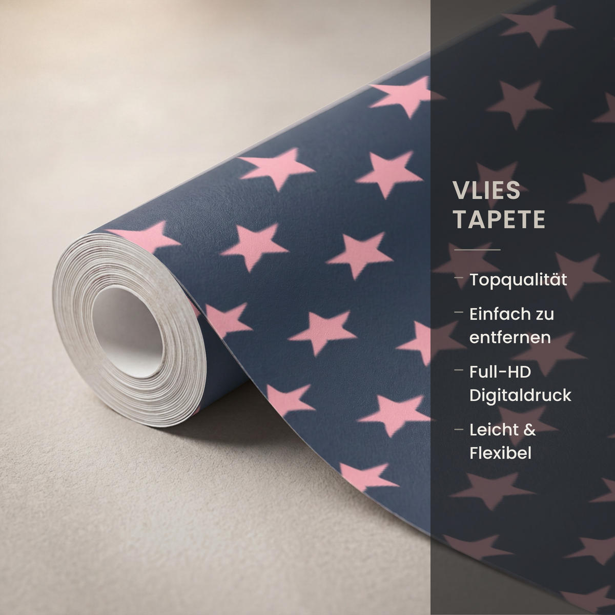 KINDERTAPETE - Muster - Sterne - Rosa - 100x280 cm - Anthrazit, Papier (100/280cm) - OnlyWow