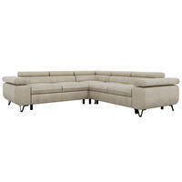 ECKSOFA QUADRO L - Beige Velvet - Links Seite - Beige/Schwarz, Textil/Metall (269/269cm) - MKS