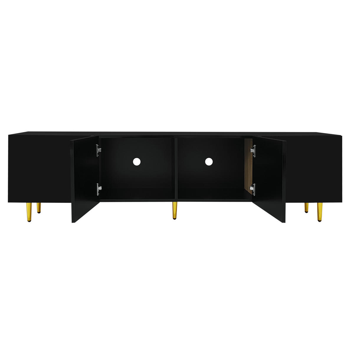 TV-LOWBOARD 170/35/46 cm in Schwarz Hochglanz mit 4 Türen - Schwarz, Holzwerkstoff (170/46/35cm) - Flora Grace