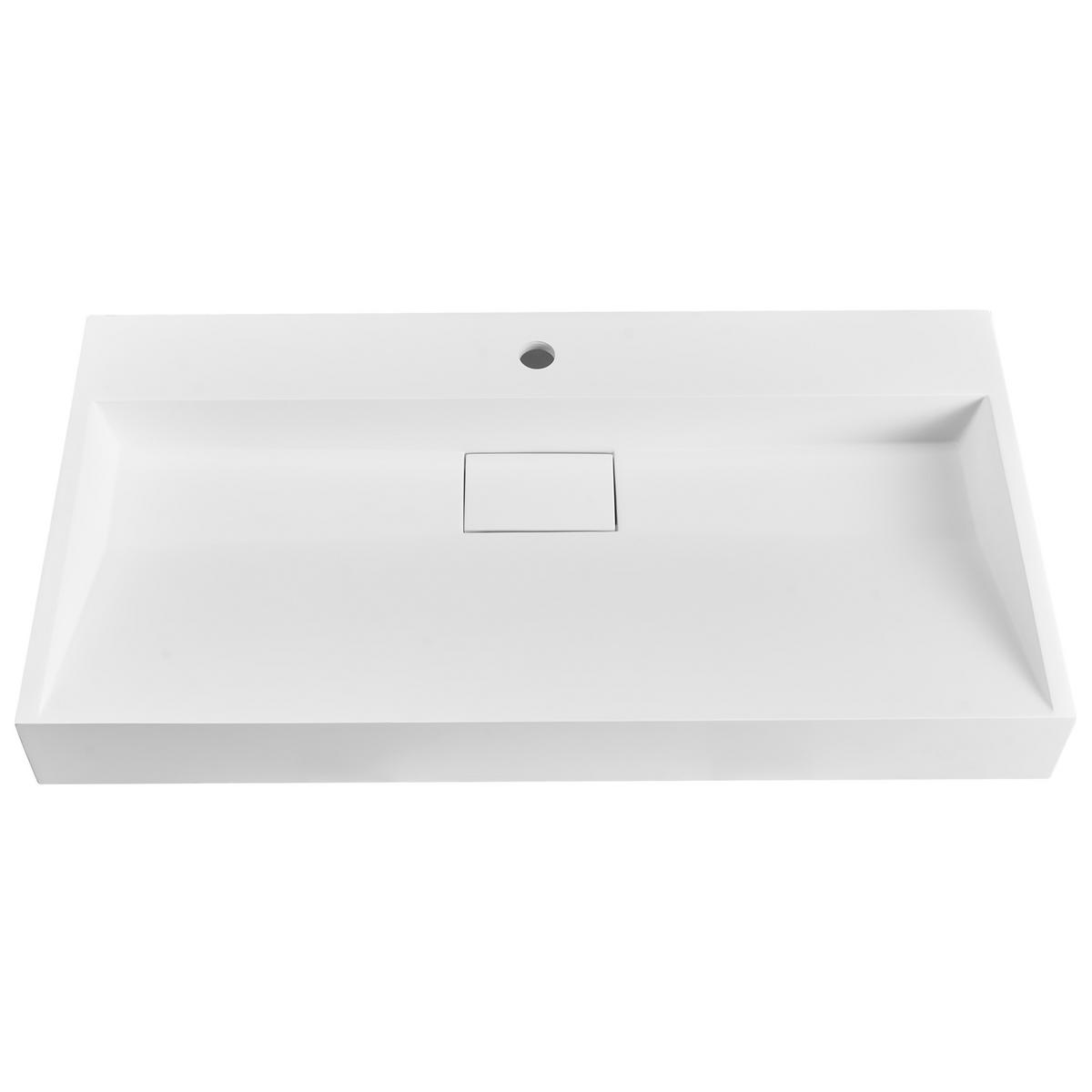 HÄNGEWASCHBECKEN Weiß 90/46 cm Mineralguss Quenko - Weiß, Naturmaterialien (90/12/46cm) - Beliani