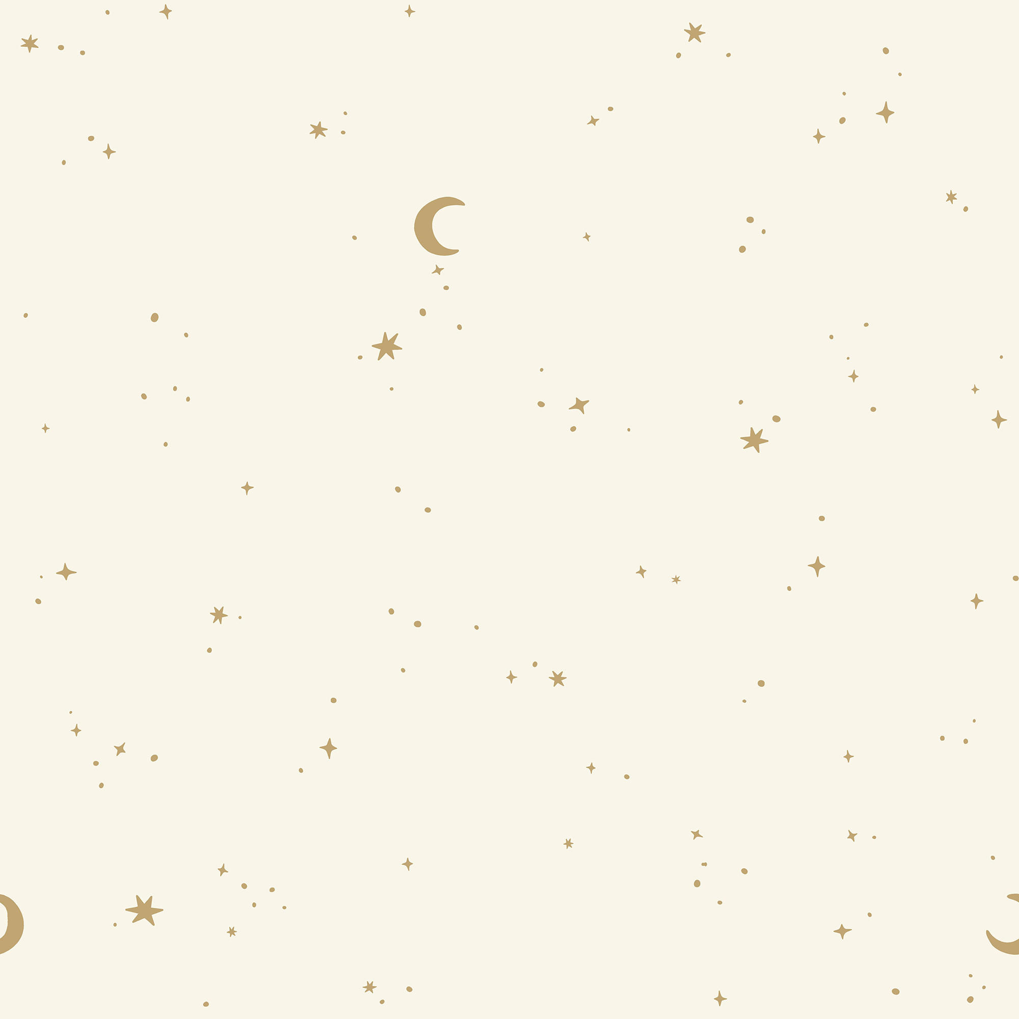 TAPETE - Mond und Sterne - 1000x53 - Goldfarben/Weiß, Papier/Kunststoff (53/1000cm) - Little Dutch