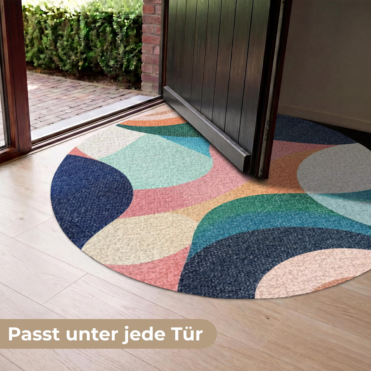 FUSSMATTE Abstrakt - Blau - Rosa Fußabtreter 120x120 cm - Multicolor, Kunststoff (120/120cm) - MuchoWow