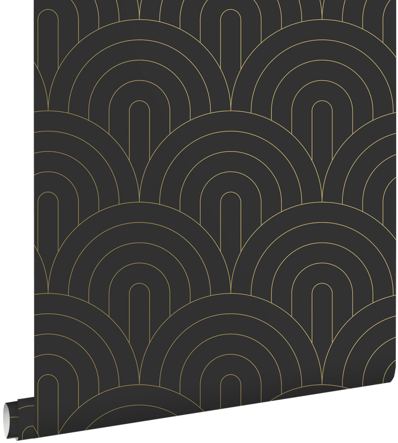TAPETE Art Decó Muster 53 cm x 10.05 m - Schwarz, Papier (53/1000cm) - ESTAhome