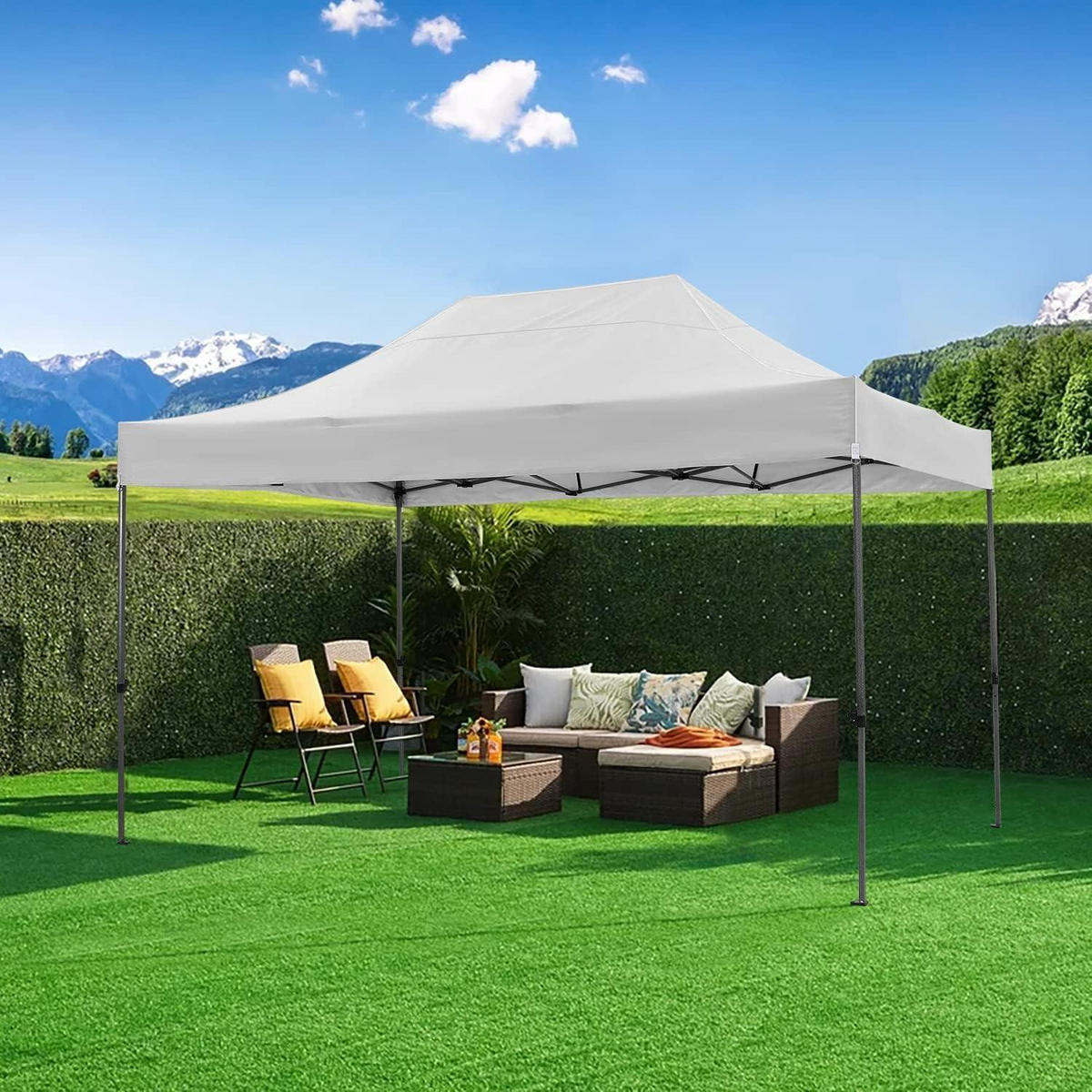 FALTPAVILLON 3x4,5m Weiß mit 4 Seitenteilen - Weiß, Textil (300/330/450cm)
