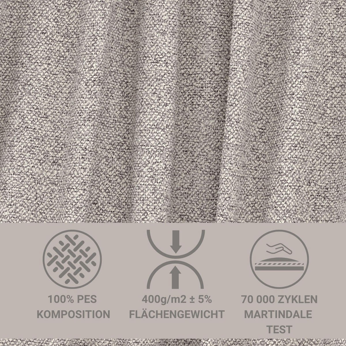 ECKSOFA MIT SCHLAFFUNKTION Tallin Seidengrau Webstoff - Rechts Seite - Greige/Schwarz, Holz/Holzwerkstoff (240/145cm) - Maison de Reve