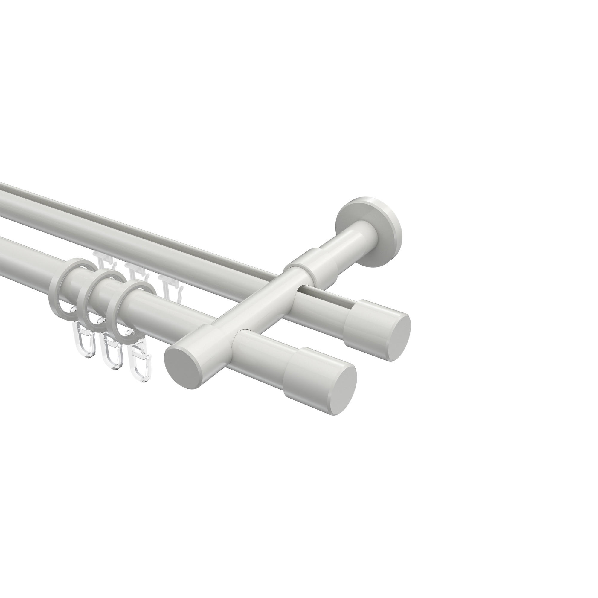 RUNDROHR-INNENLAUF-GARDINENSTANGEN-SET Prestige Santo 420 cm (geteilt in 3 x 140 cm), 2-läufig, 20 mm Ø Weiß - Weiß, Metall (420cm) - INTERDECO