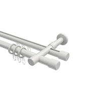 RUNDROHR-INNENLAUF-GARDINENSTANGEN-SET Prestige Santo 280 cm (geteilt in 2 x 140 cm), 2-läufig, 20 mm Ø Weiß - Weiß, Metall (280cm) - INTERDECO