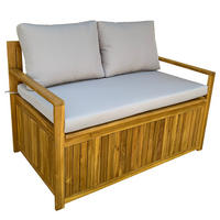 MASSIVE GARTENBANK - Akazie massiv / Polyester - Braun / Grau - Braun/Grau, Holz/Textil (120/79/69cm) - home24