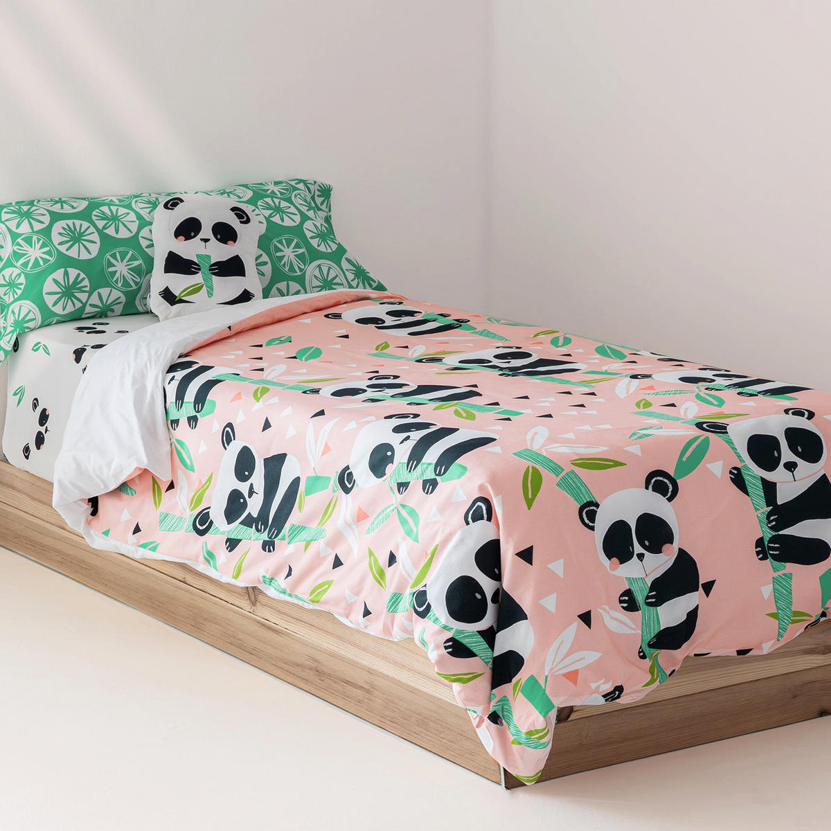 BETTBEZUG set 2 teiliges Panda garden 180x220 cm (Komfortgrösse) - Pink, Textil (180/220cm) - Happy Friday