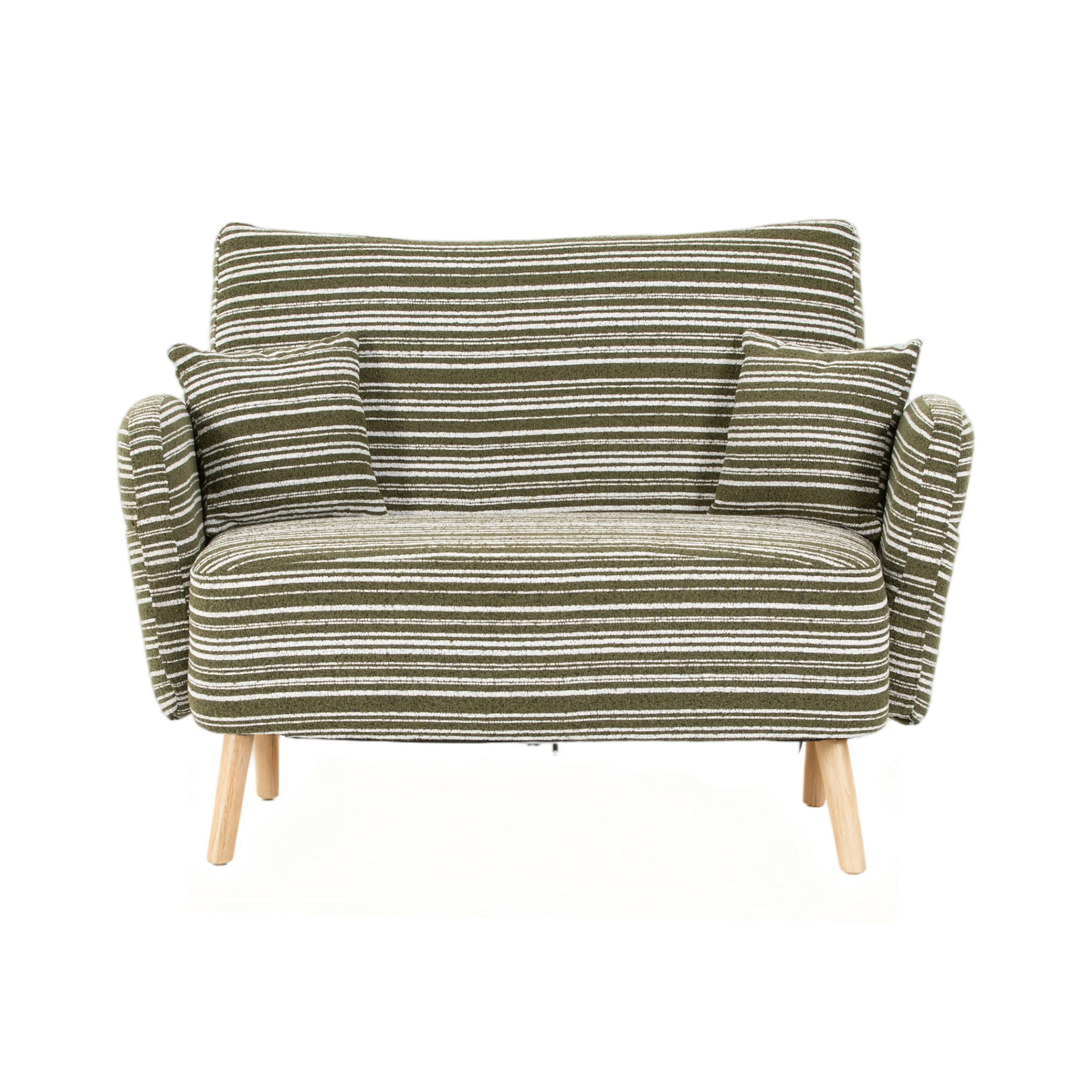2-SITZER-SOFA aus Bouclé 121x81,5x87 cm in Olivgrün mit Seitentaschen - Grün, Textil (81.5/87/121cm) - Modfu