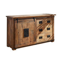 SIDEBOARD Mango 140x45x85 natur lackiert RAILWAY #121 - Braun, Holz (140/85/45cm) - Massivmoebel24
