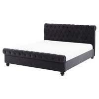 BETT 160/200cm Schwarz Avallon - Schwarz, Textil (160/200cm) - Beliani
