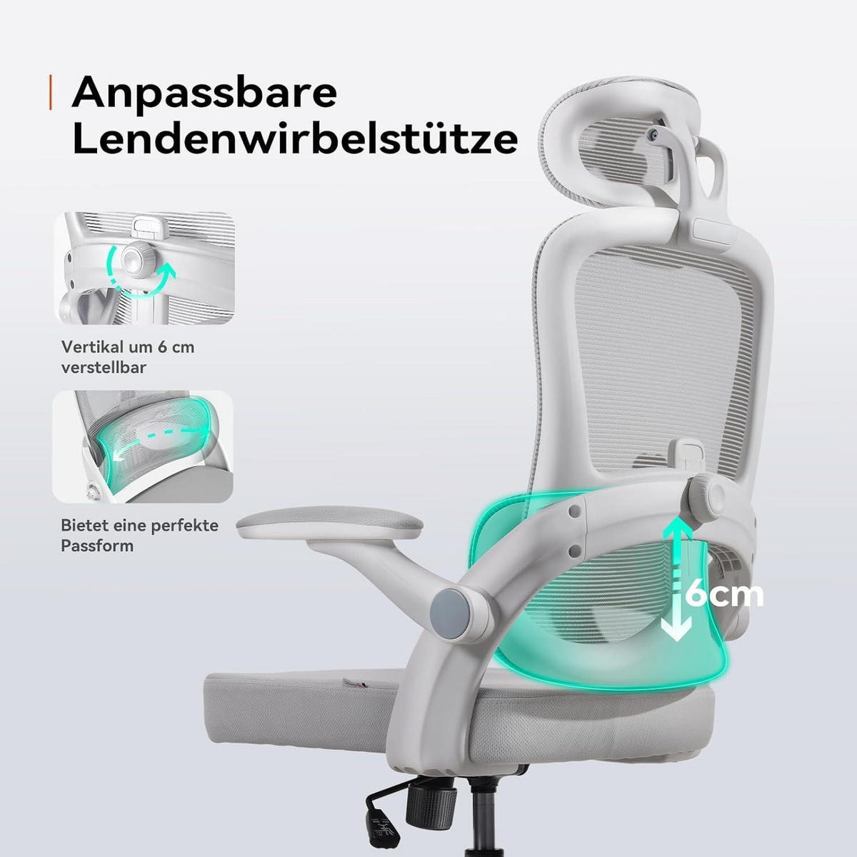 BÜROSTUHL M102C Netzrücken Weiß - Weiß, Textil (65/126/75cm)