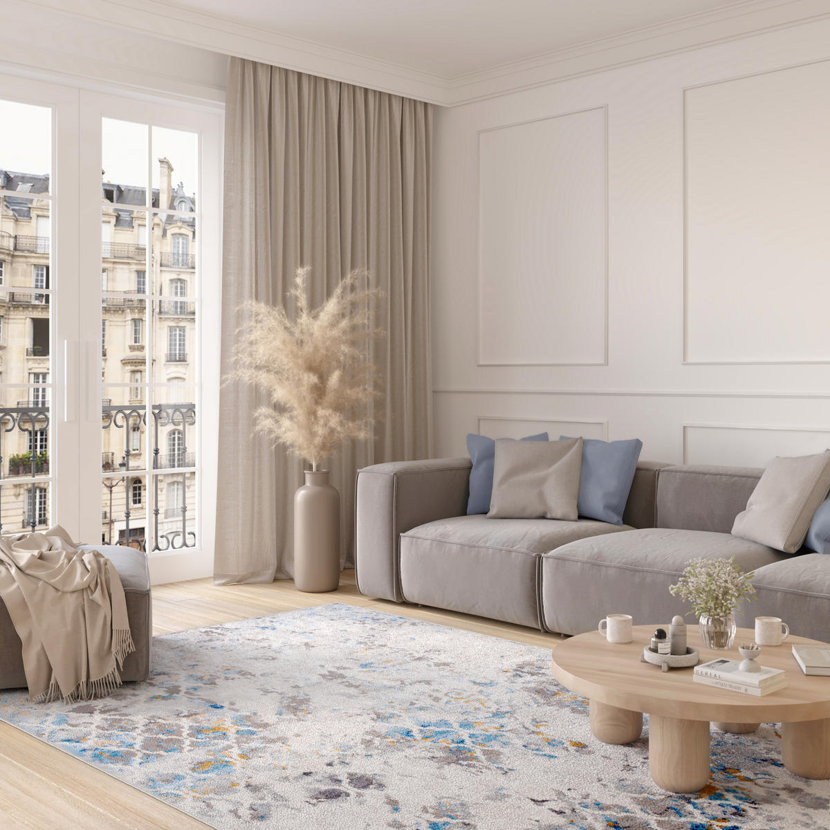 TEPPICH VALLEY Grau Blau 200/300 cm - Blau, Textil (200/300cm) - Tapiso