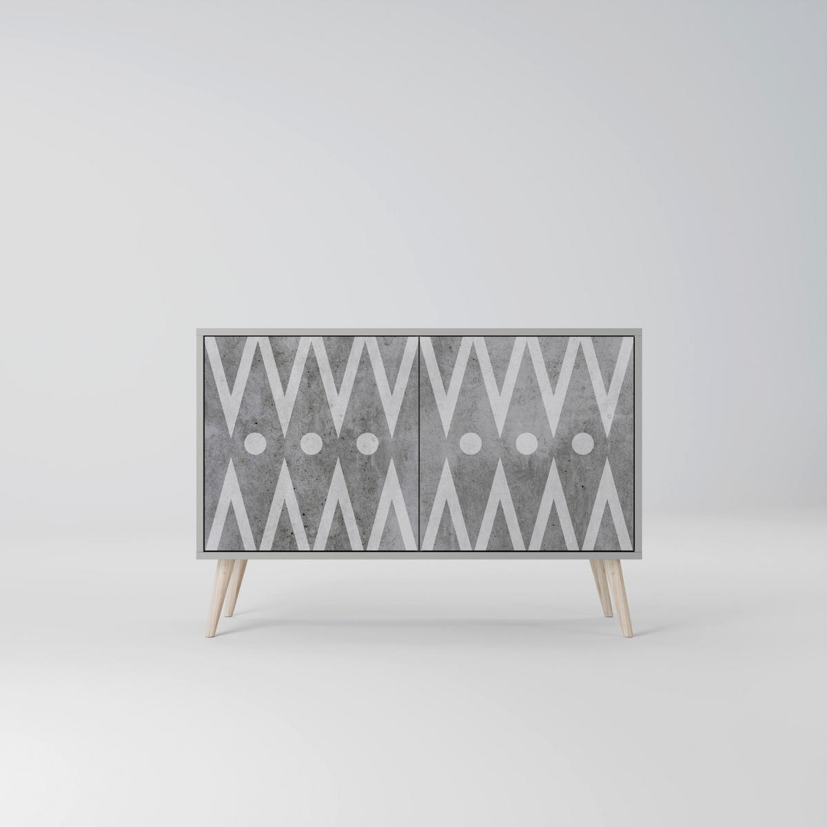 SIDEBOARD SHARP EDGES, Eicheneffekt, 111x42x77,5 cm, 2 Türen - Eichefarben/Buchefarben, Holzwerkstoff/Buchenholz (111/77.5/42cm) - SpaceRebels