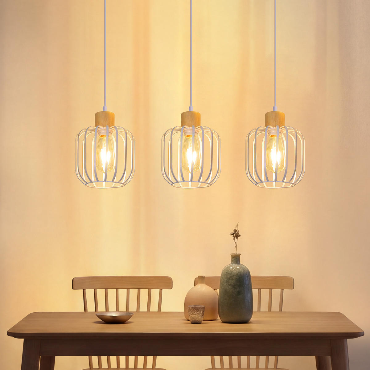 PENDELLEUCHTE Uxvin 62/18/145 cm - Weiß, Holz/Metall (62/18/145cm) - ZMH