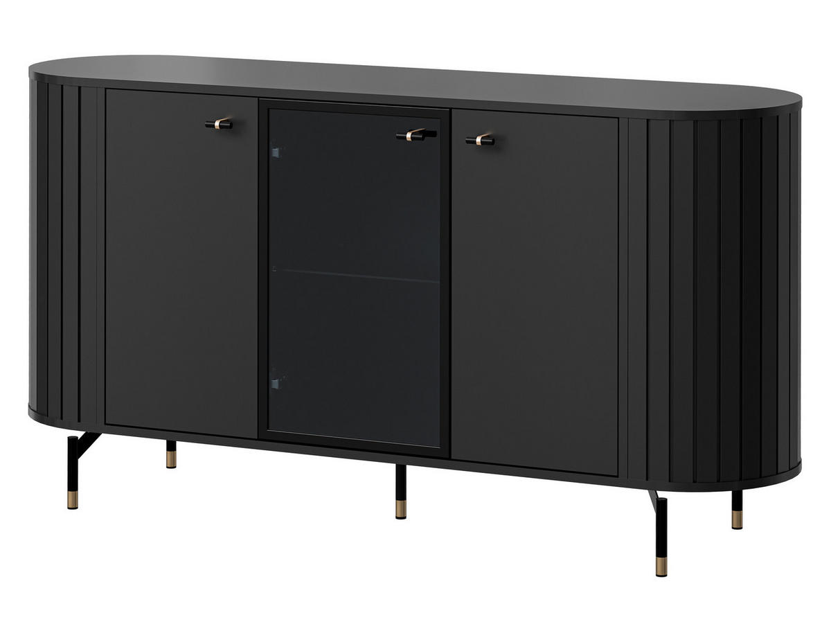 KOMMODE Zante 150 2D1W 03 - Goldfarben/Schwarz, Holzwerkstoff/Metall (151/81/40cm) - MIRJAN24