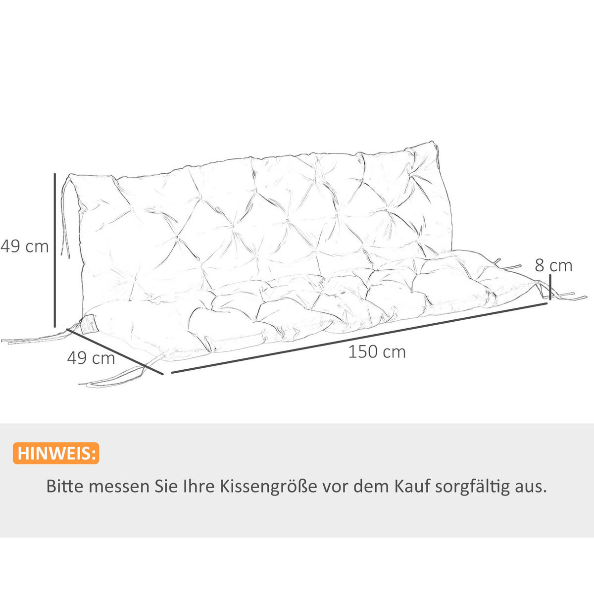 BANKAUFLAGE aus Polyester 150x98x8 cm in Beige mit 6 Bändern - Beige, Textil (98/8/150cm) - Modfu
