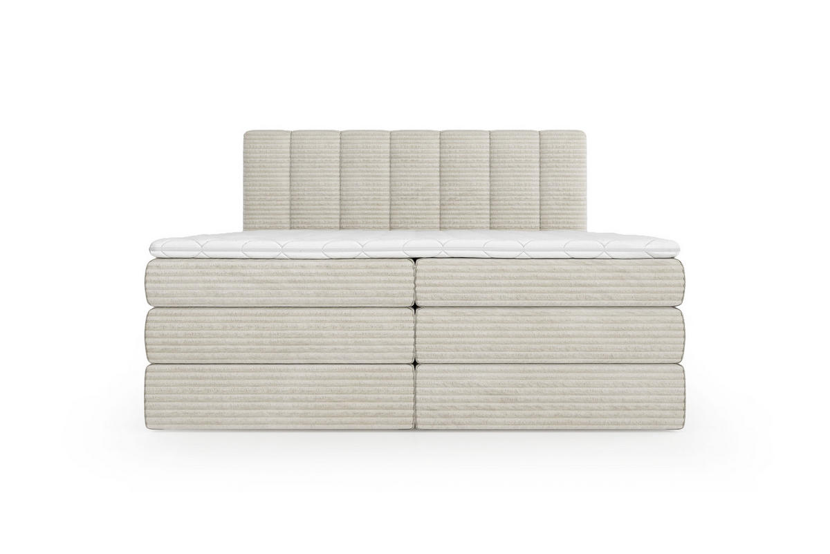 BOXSPRINGBETT Traum 180x200 – in Beige, mit Bettkasten und Gasdruckfedern - Beige, Textil (180/200cm)