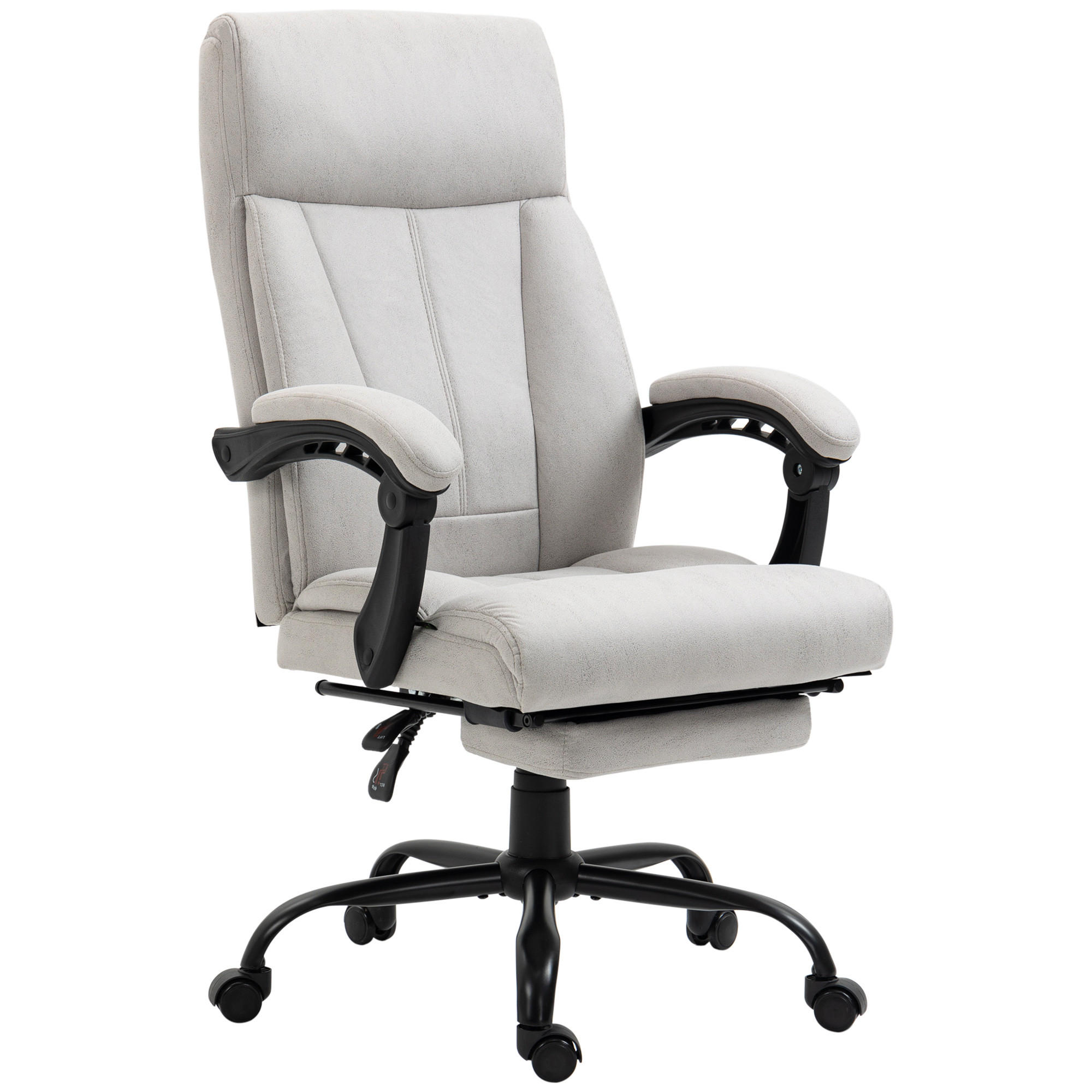MASSAGE-BÜROSTUHL, 111-119cm Schreibtischstuhl mit Heizfunktion - Hellgrau, Kunststoff (74/119/65cm) - Vinsetto