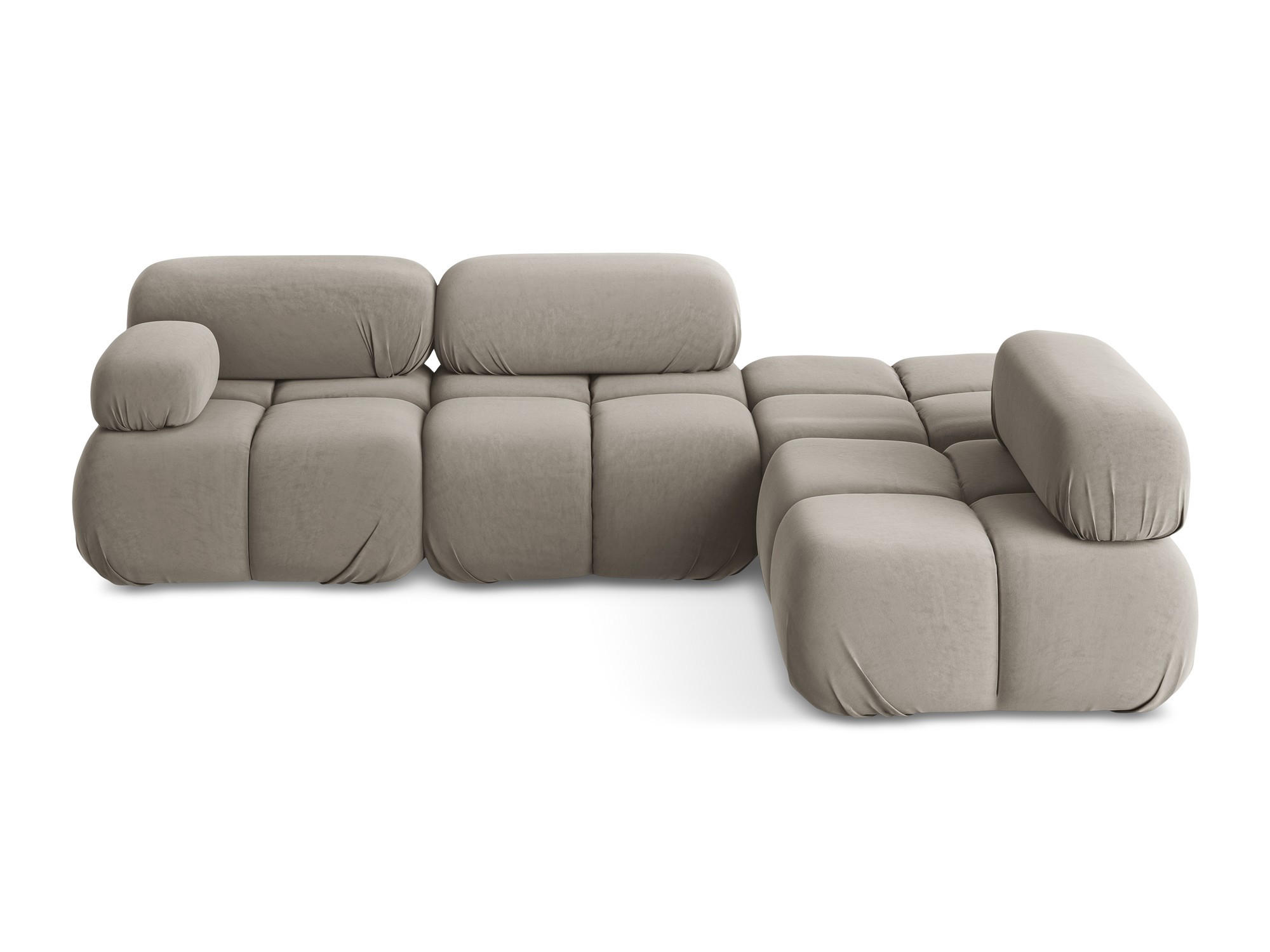 ECKSOFA Rechts Samt Stoff Grau - Taupe/Lila, Kunststoff/Textil (285/190cm) - Makamii