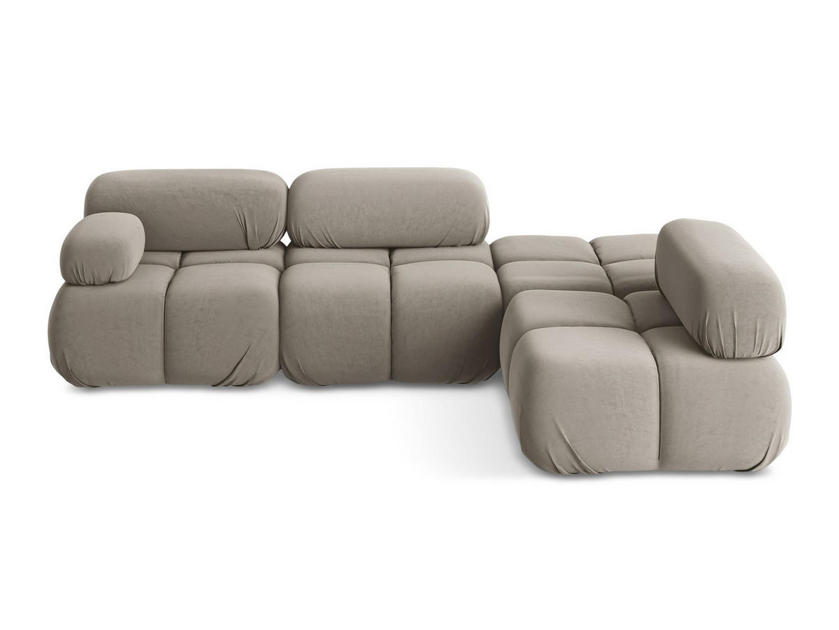 ECKSOFA Rechts Samt Stoff Grau - Taupe/Lila, Kunststoff/Textil (285/190cm) - Makamii