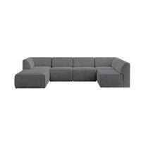 WOHNLANDSCHAFT Ottomane Links MOVA 345x180x78 Dunkelgrau Cord - Dunkelgrau/Anthrazit, Holzwerkstoff/Kunststoff (180/78/345cm) - ALTDECOR