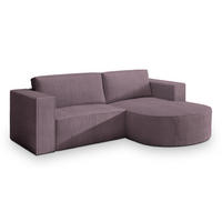 ECKSOFA SORELA P R-S Lila Kordstoff mit Schlaffunktion - Lila, Holz (263/174cm) - MASSENO