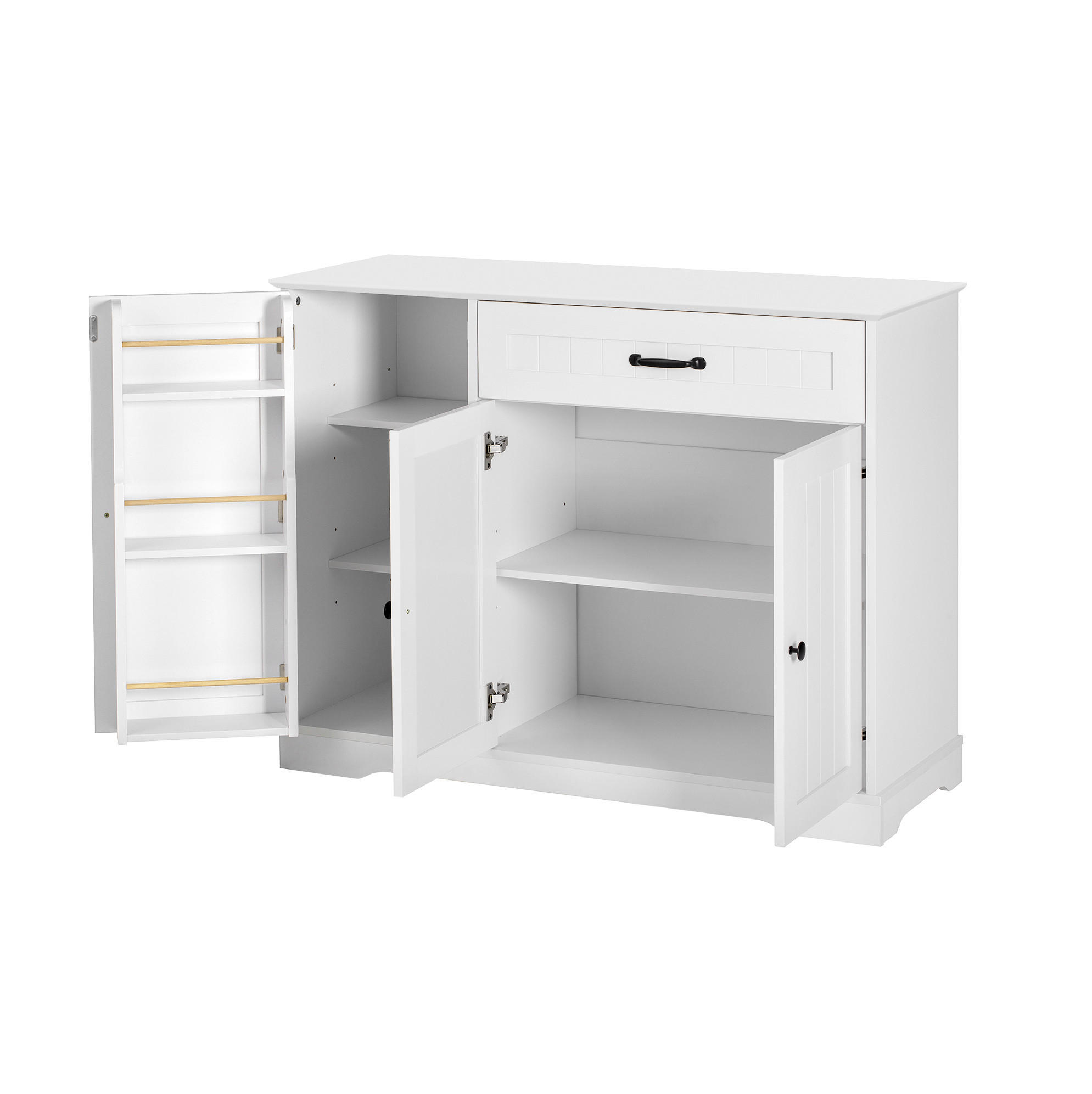 SIDEBOARD 107/40/83.4 cm Weiß aus MDF mit 3 Türen und 1 Schublade - Weiß, Holzwerkstoff (40/83.4/107cm) - OKMYHOME