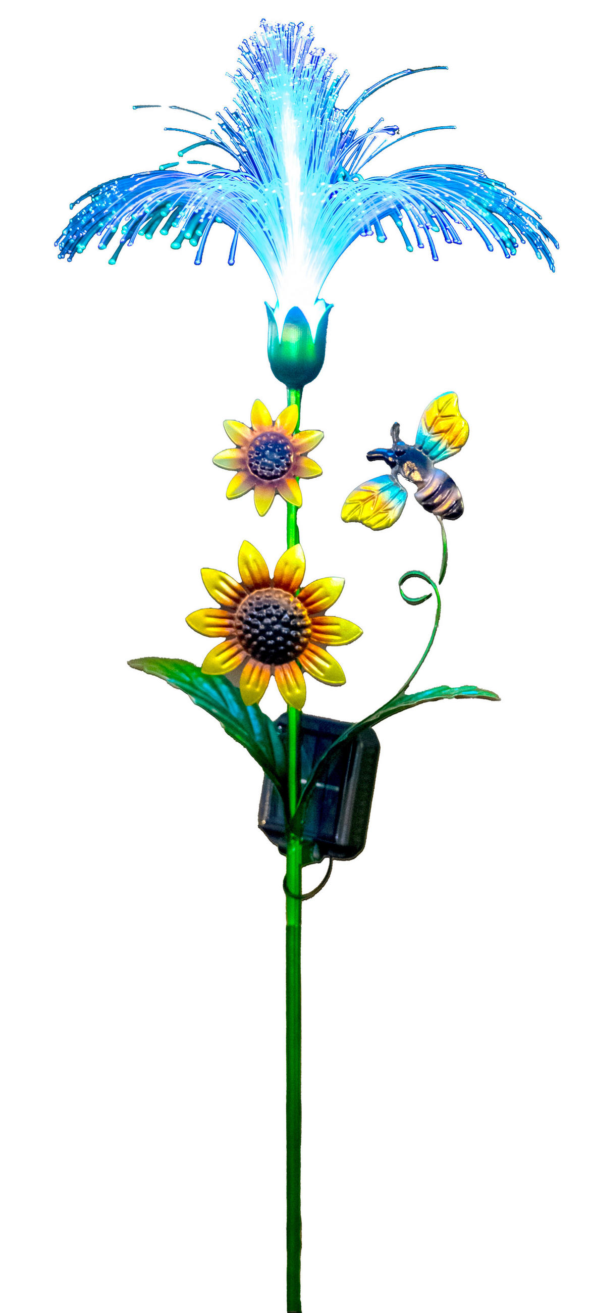 LED-SOLAR-GARTENSTECKER - mit Fiber-Beleuchtung und Dämmerungssensor für stilvolle Garten-Dekoration, RGB, 1er-Set - Weiß, Kunststoff (5/28/93cm) - Northpoint
