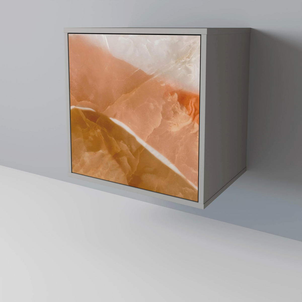 SIDEBOARD SANDHILLS SPLENDOUR, Grau, 57,5x42x75,5 cm, Goldfarbene Metallfüße - Goldfarben/Multicolor, Holzwerkstoff/Metall (57.5/75.5/42cm) - SpaceRebels